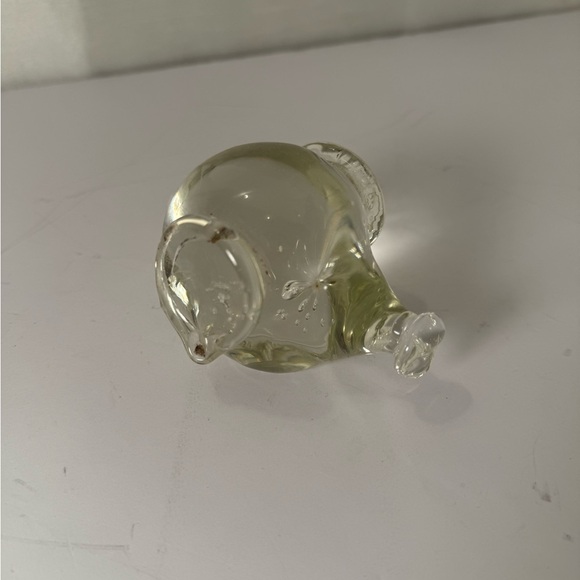 Vintage Small Controlled Bubble Clear Glass Paperweight Pig Head - Picture 1 of 7
